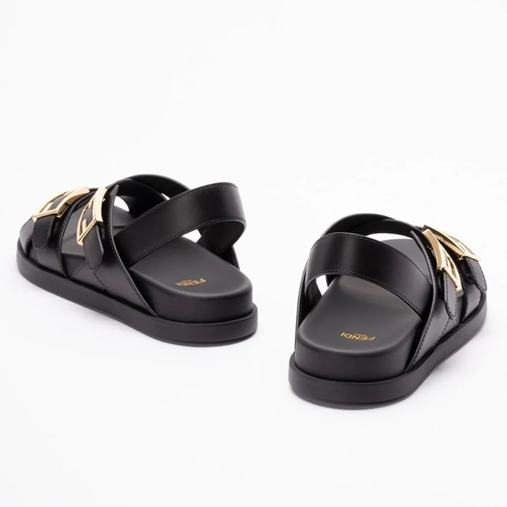 FENDI Feel FF logo double cross strap sandals
